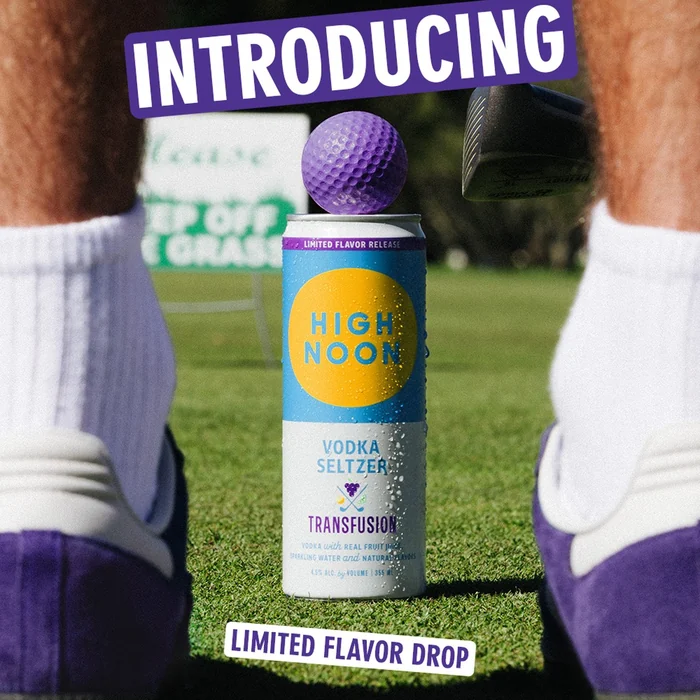High Noon Transfusion can on a golf course